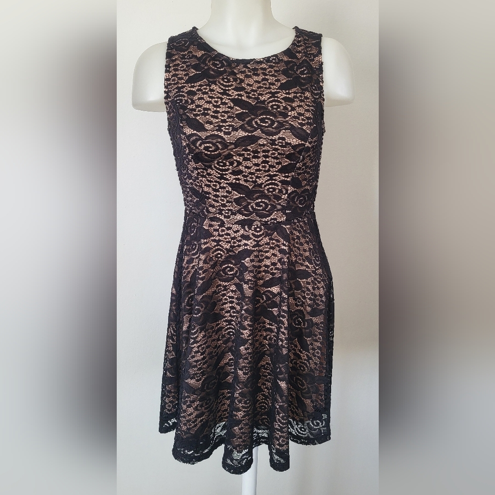 City Triangle Black Lace Overlay Dress